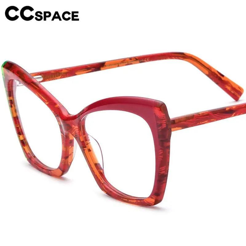CCspace Unisex Full Rim Cat Eye Acetate Eyeglasses 56921 - Stylish Retro Frame for Men & Women - Perfect for Reading, Work, and Fashion Accessories