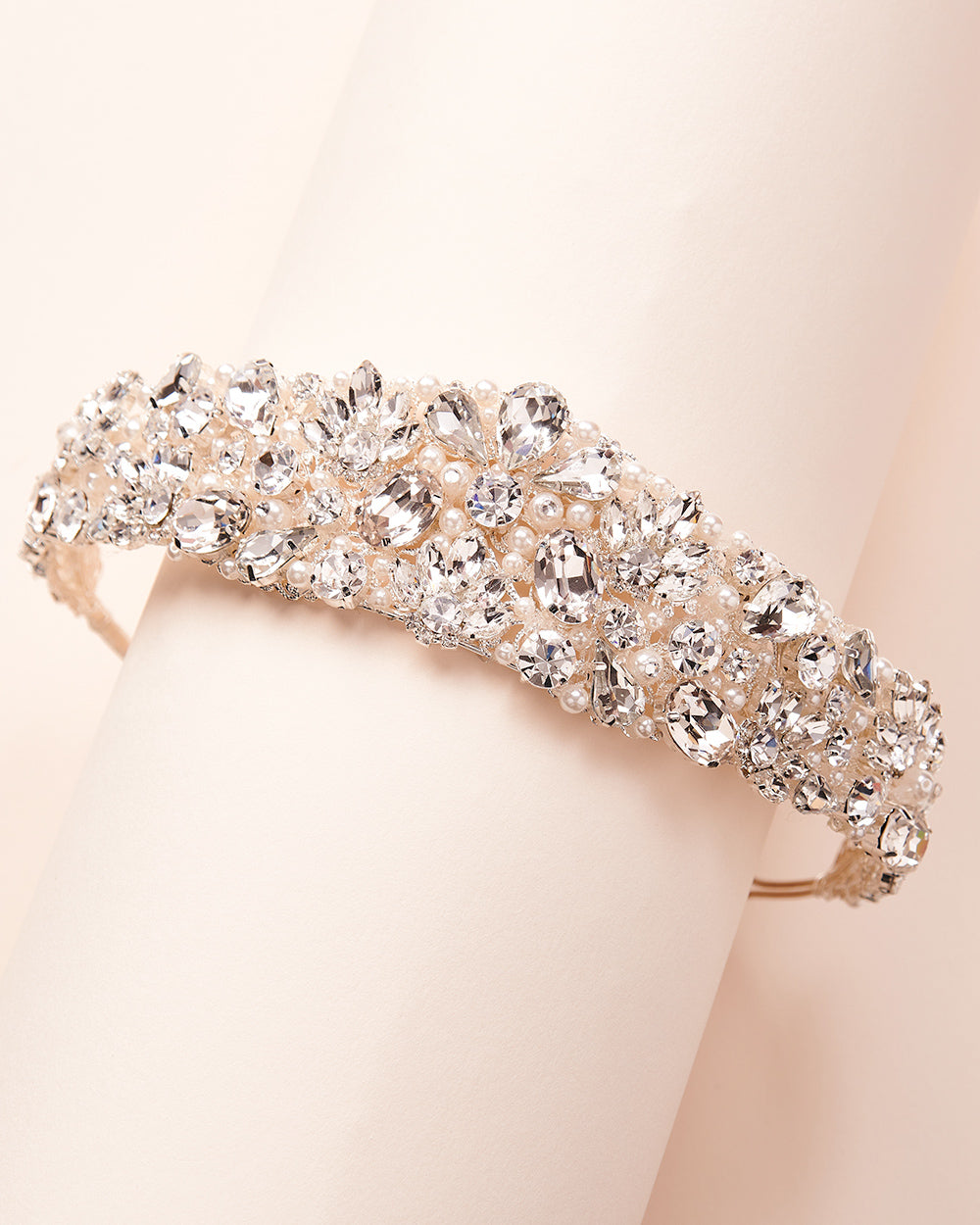 Everleigh Pearl Crown Tiara - Elegant Rhinestone Bridal Headpiece for Weddings, Prom, Pageants & Special Occasions