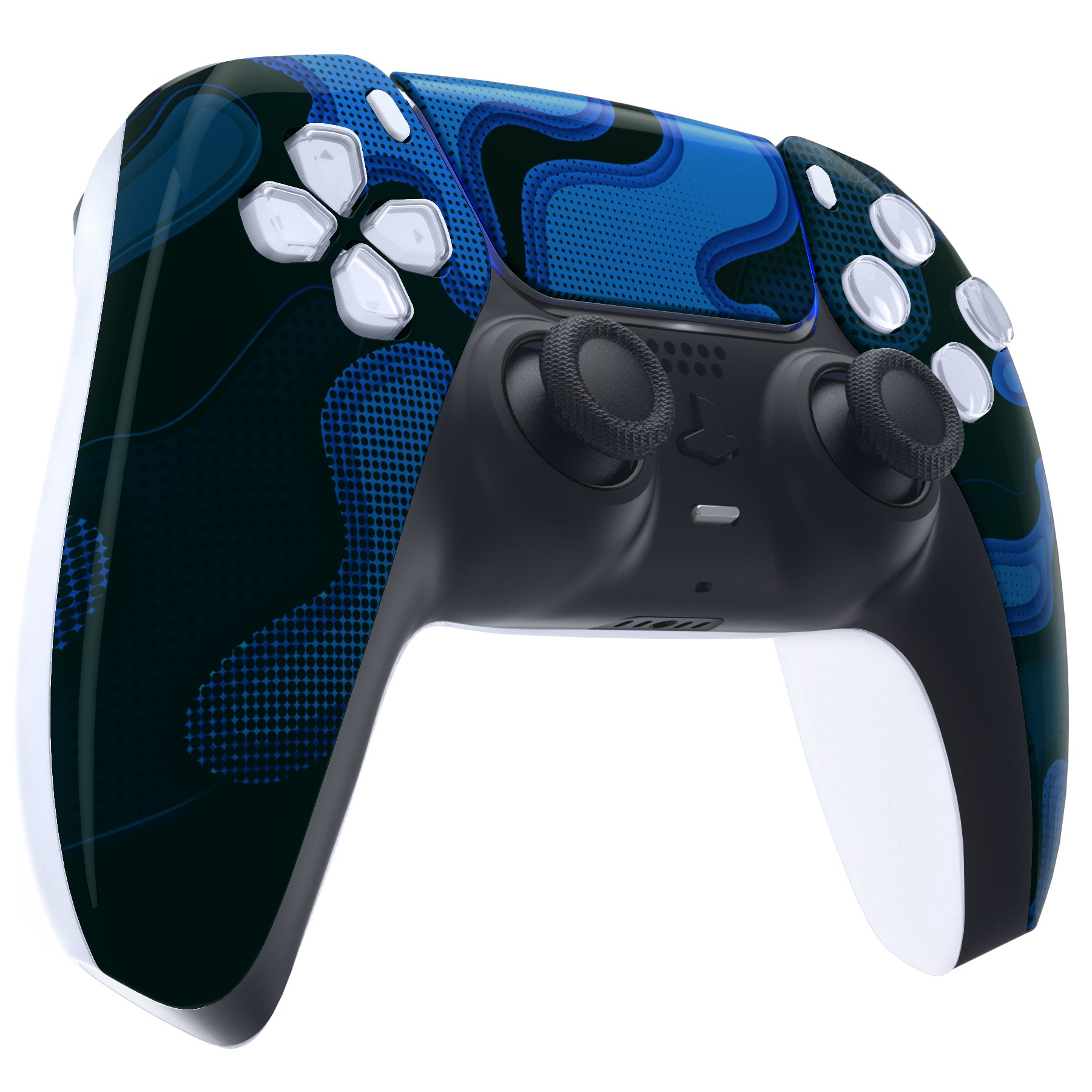eXtremeRate PS5 Controller Front Housing Shell Replacement - Compatible with BDM 010/020/030/040/050 Models, Blue Black Camouflage Design | DIY Customization for Gaming Enthusiasts | Perfect for Controller Repair and Personalization