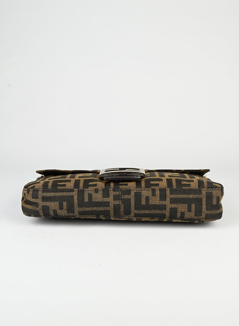 Fendi Baguette FF Monogram Fabric Shoulder Bag - Luxury Designer Handbag for Women | Perfect for Everyday Use, Parties & Office