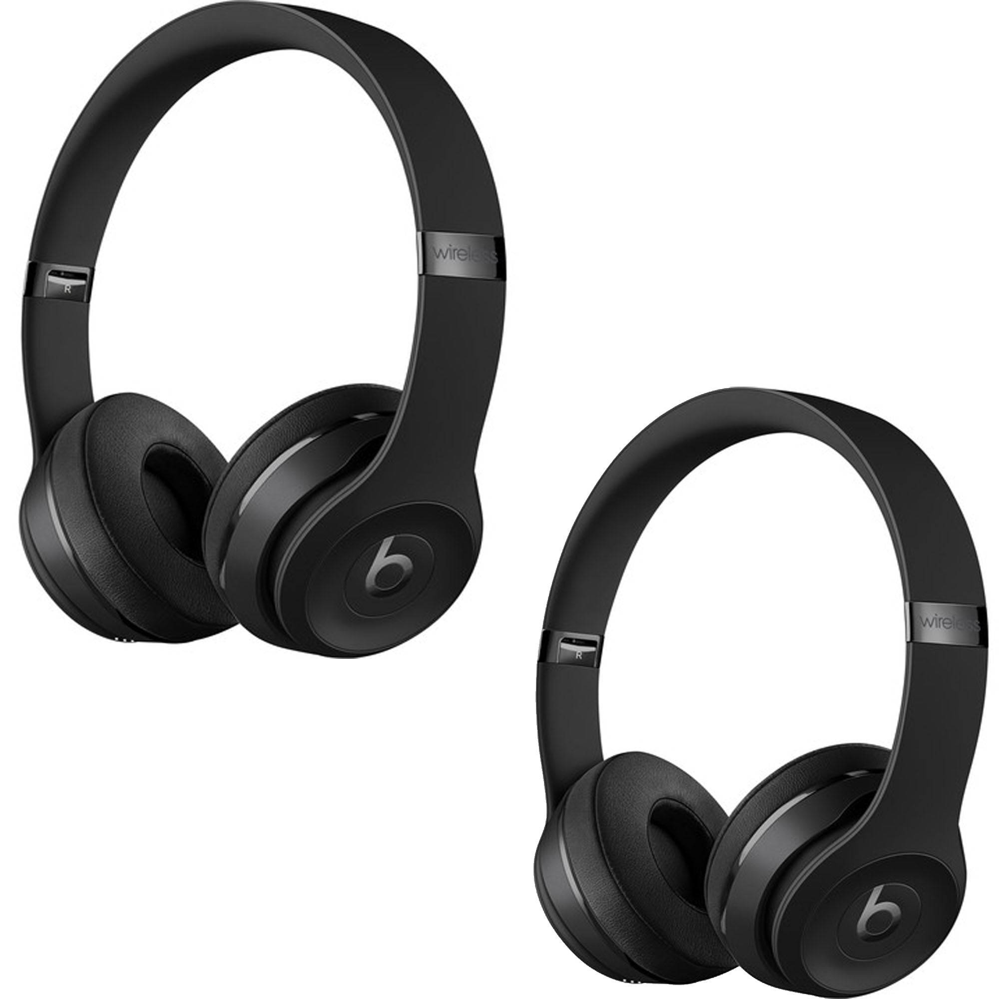 2-Pack Beats Solo3 Wireless On-Ear Headphones by Dr. Dre - Matte Black | Bluetooth Audio for Gym, Travel & Work | Noise Cancelling with Apple W1 Chip