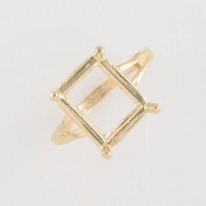 14K Solid Gold Emerald Cut Blank Ring Setting - 9x7mm & 16x12mm Sizes (5,6,7,8) for Custom Jewelry Making - Perfect for Engagement Rings, Wedding Bands & DIY Jewelry Projects