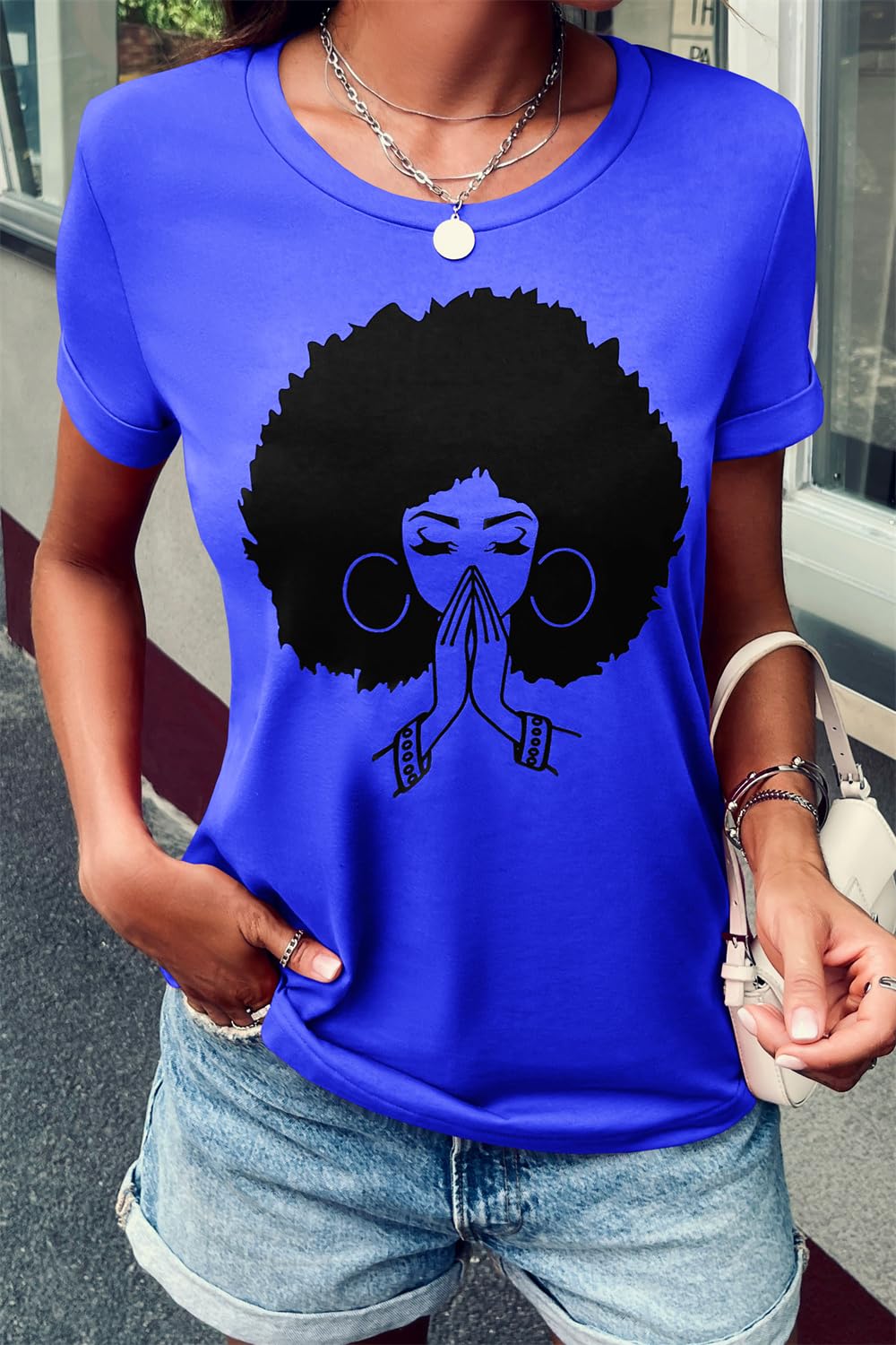 Qianxitang Women's Cute Graphic Print Cotton T-Shirt - Summer Casual Short Sleeve Round Neck Blouse for Daily Wear, Outing & Travel