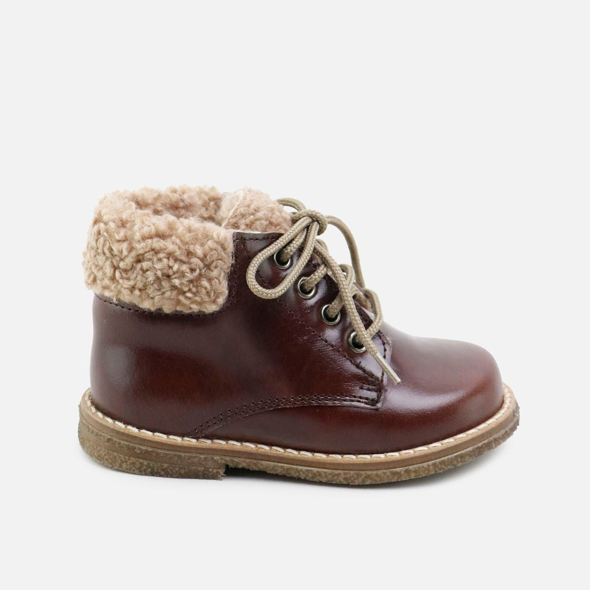 Papanatas Warm Hazelnut & Shearling Cuff Baby Booties - Soft Winter Booties for Newborns & Infants | Perfect for Cold Weather, Indoor Play & Photo Shoots