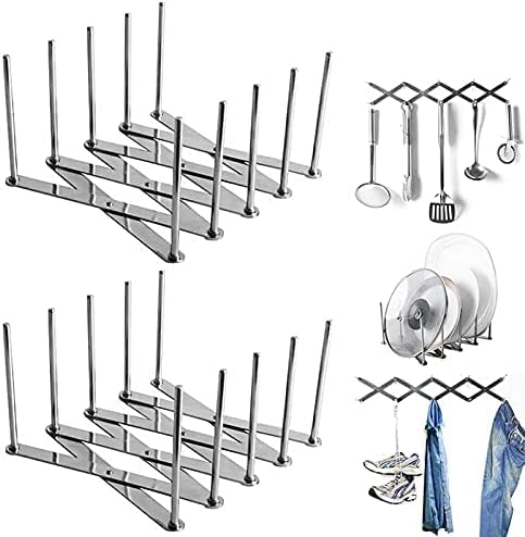 Hovico 2-Pack Adjustable Pot Lid Holder Organizer - Space Saving Kitchen Cabinet & Pantry Storage Rack for Pans and Pot Lids - Perfect for Small Kitchens and Organized Cooking Spaces