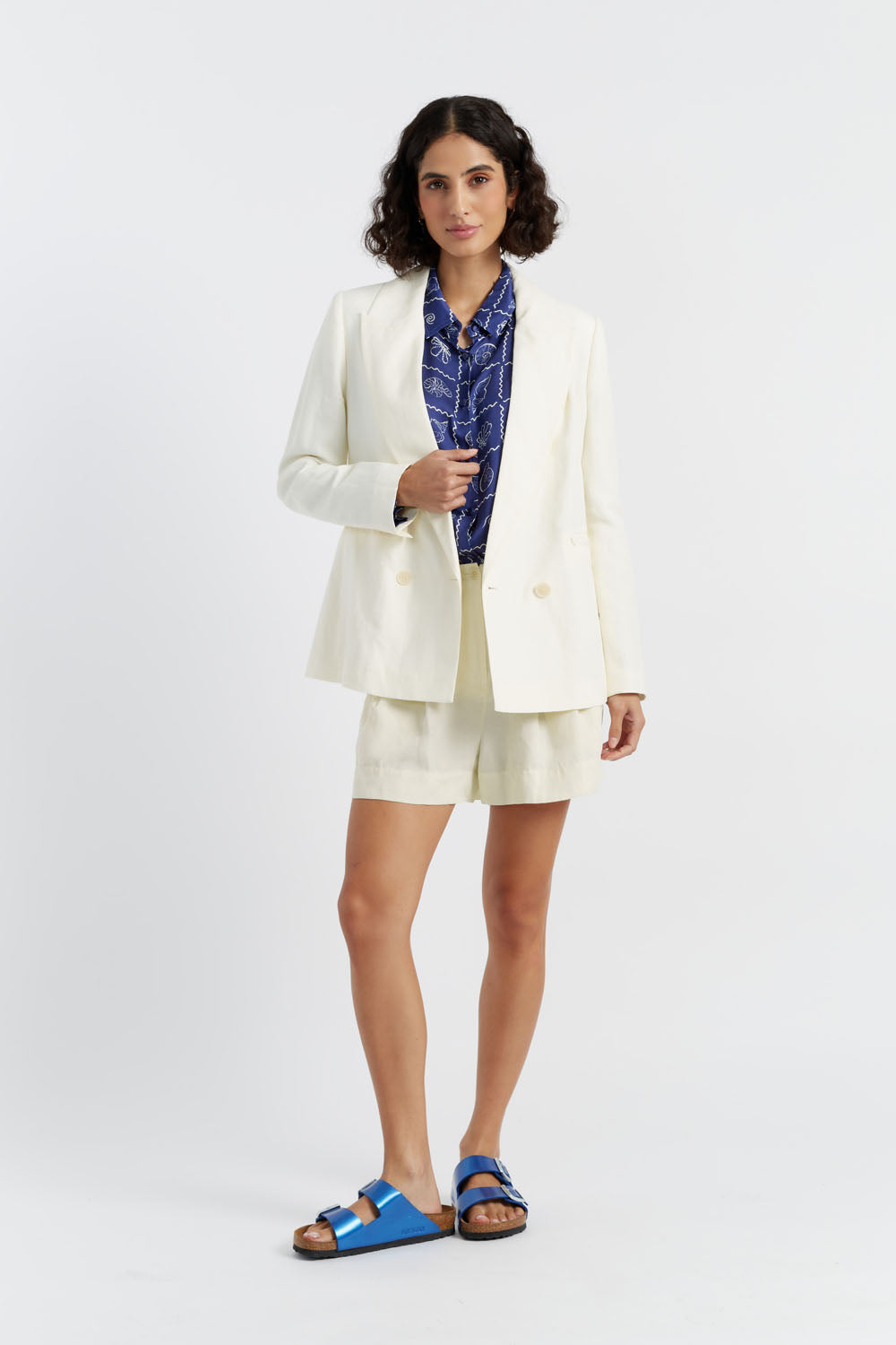 Stylish Cream Tencel Linen Blazer for Women - Lightweight Summer Office Jacket - Perfect for Business Casual, Weddings & Outdoor Events