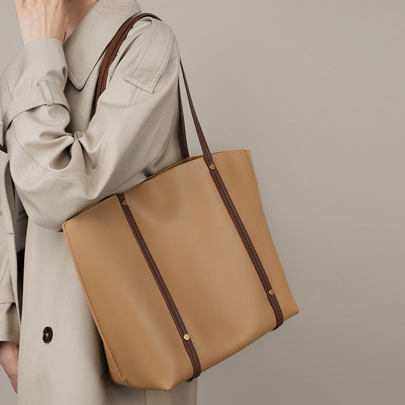 Genuine Soft Leather Large Capacity Tote Shoulder Bag for Women - Stylish & Spacious Work, Travel & Everyday Carry Purse