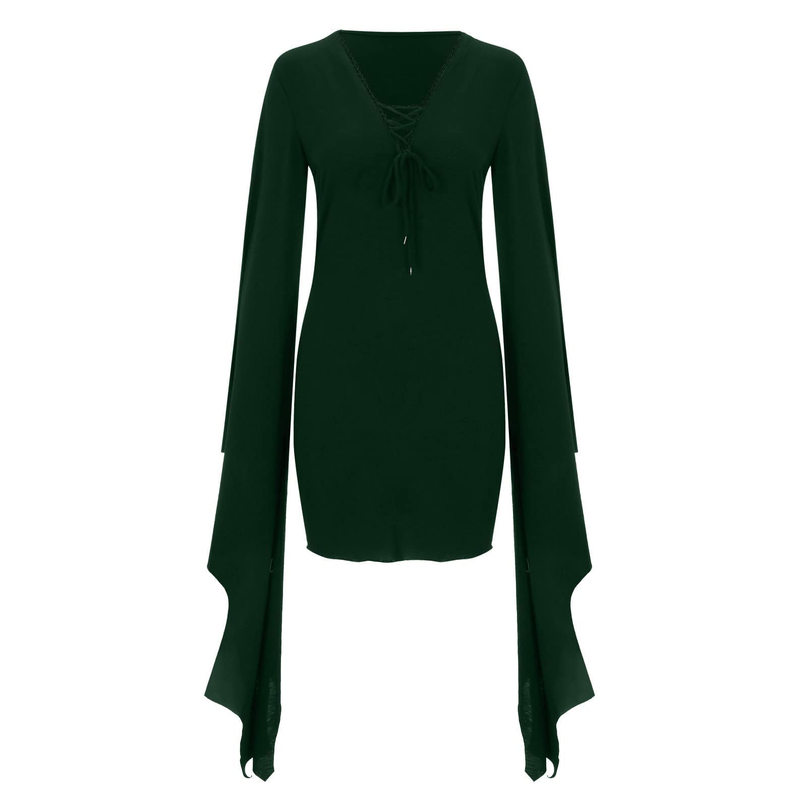Sexy Bat Sleeve Gothic Mini Wrap Dress for Women - Halloween Costume Party Dress with Long Flared Sleeves | Perfect for Halloween Parties, Cosplay Events & Gothic Night Outfits