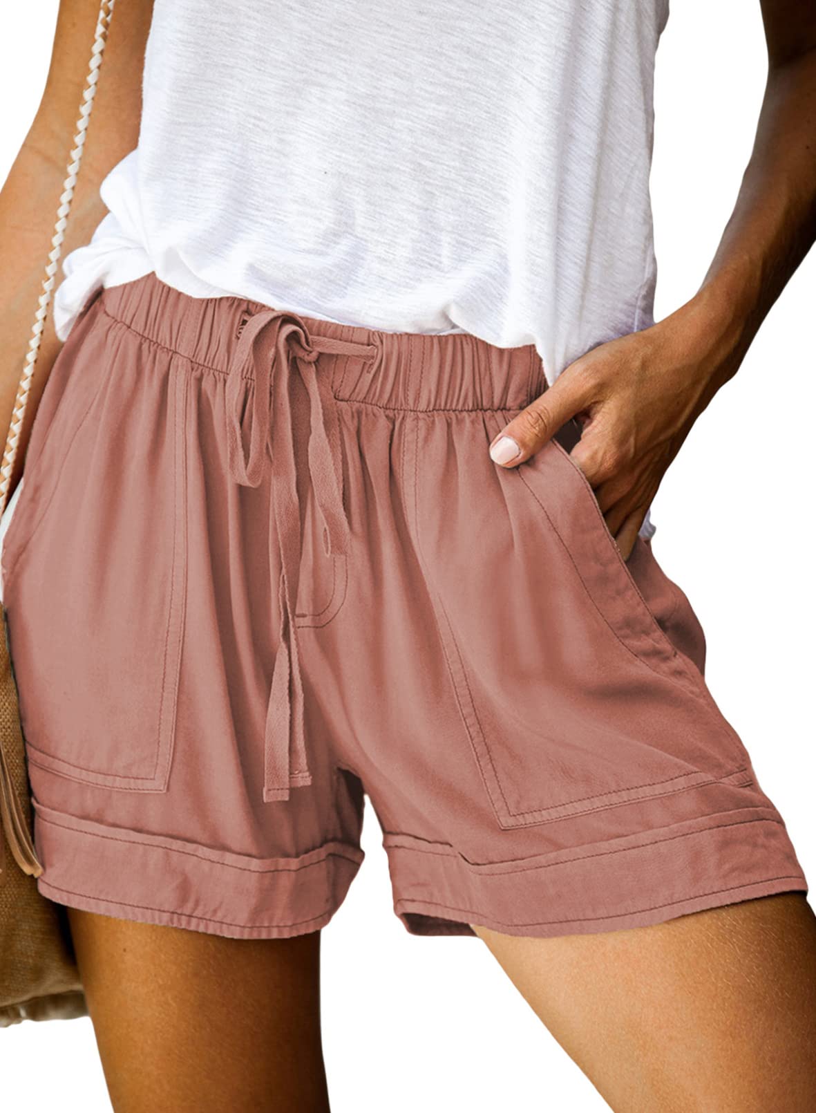 Dokotoo Women's Comfortable Casual Shorts with Drawstring Waist & Pockets - Perfect for Summer, Lounge, Travel & Outdoor Activities