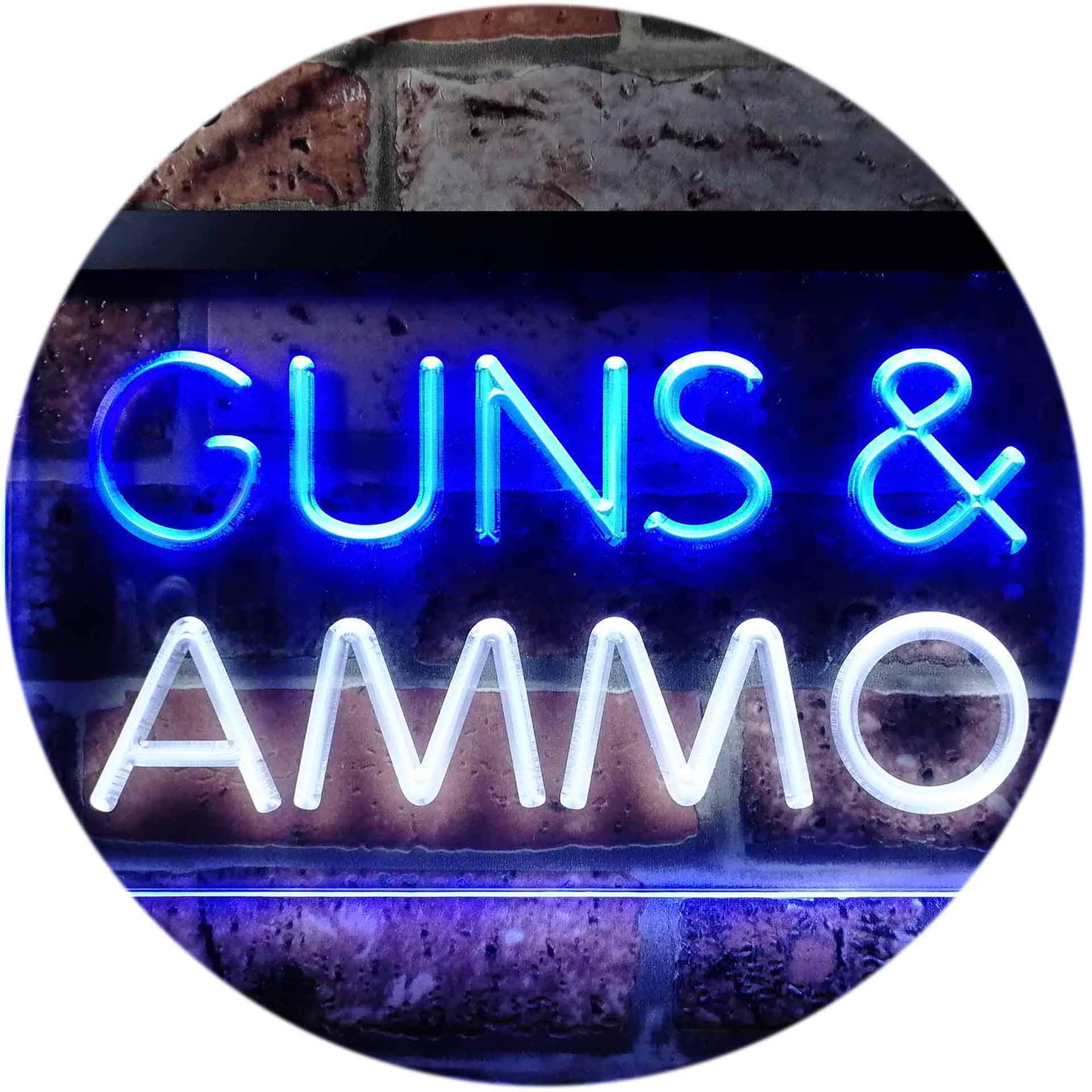 ADVPRO Dual Color LED Neon Sign - Guns & Ammo Shop - 24x16