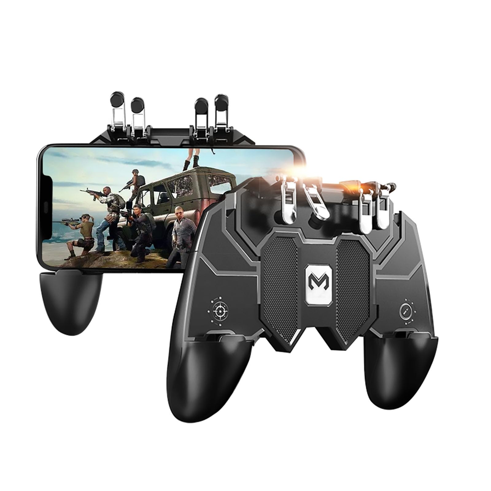 Upgraded 6-Finger Mobile Game Controller for Android & iOS - Sensitive Triggers for Shooter Games Like Knives Out, PUBG & Call of Duty Mobile | Perfect for Competitive Gaming & Esports Tournaments