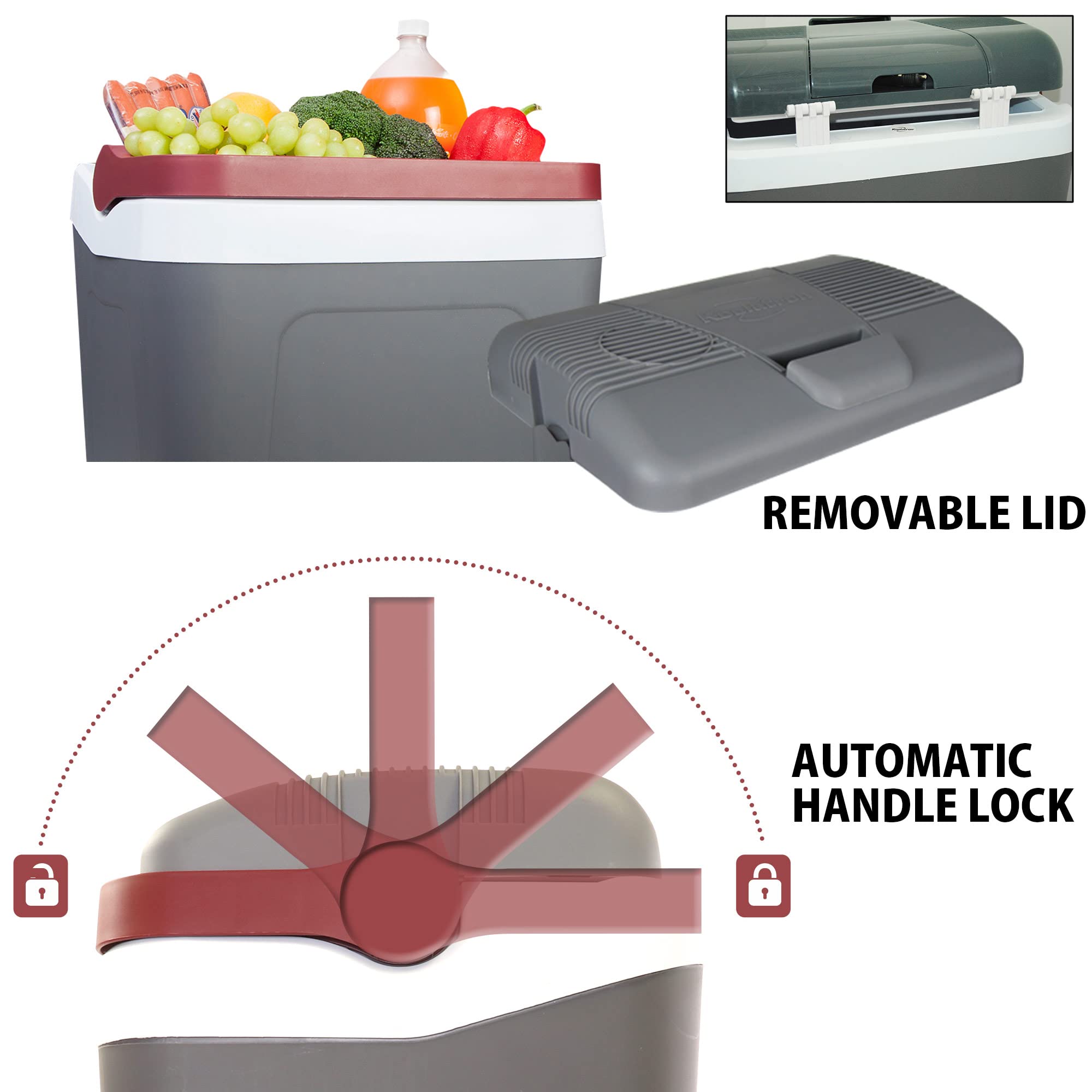 Koolatron 26 qt Portable Electric Cooler - 12V Car Refrigerator for Camping, Travel, Road Trips | Insulated Hard-Sided Cooler for Vehicle, Boat, Truck | No Ice Needed, Keeps Drinks & Food Cold | Perfect for Picnics, Beach Days & Outdoor Adventures