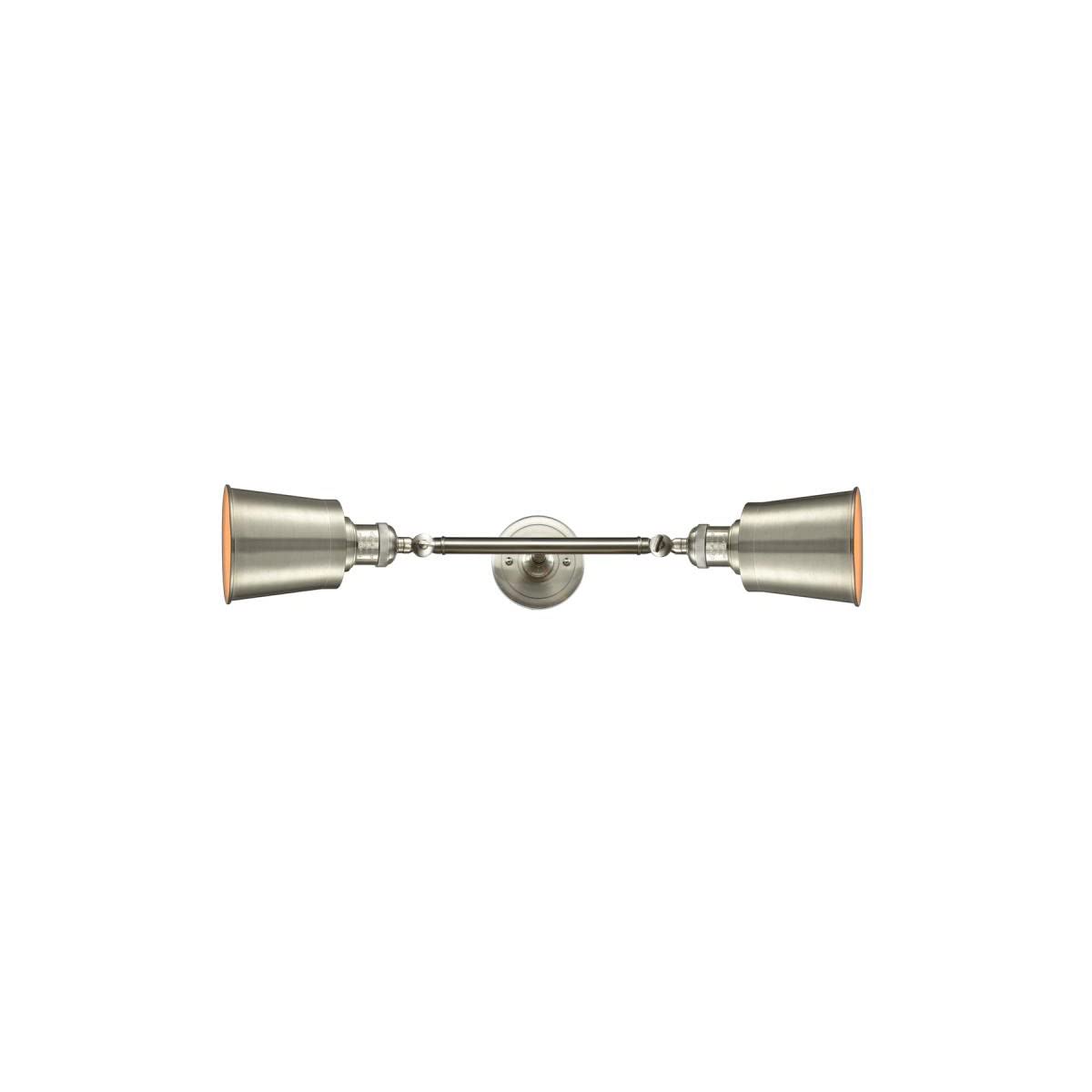 Innovations 208L-SN-M9-SN 2 Light Vertical Bathroom Vanity Light Fixture in Brushed Satin Nickel Finish - Perfect for Modern Bathroom, Powder Room and Dressing Room Lighting
