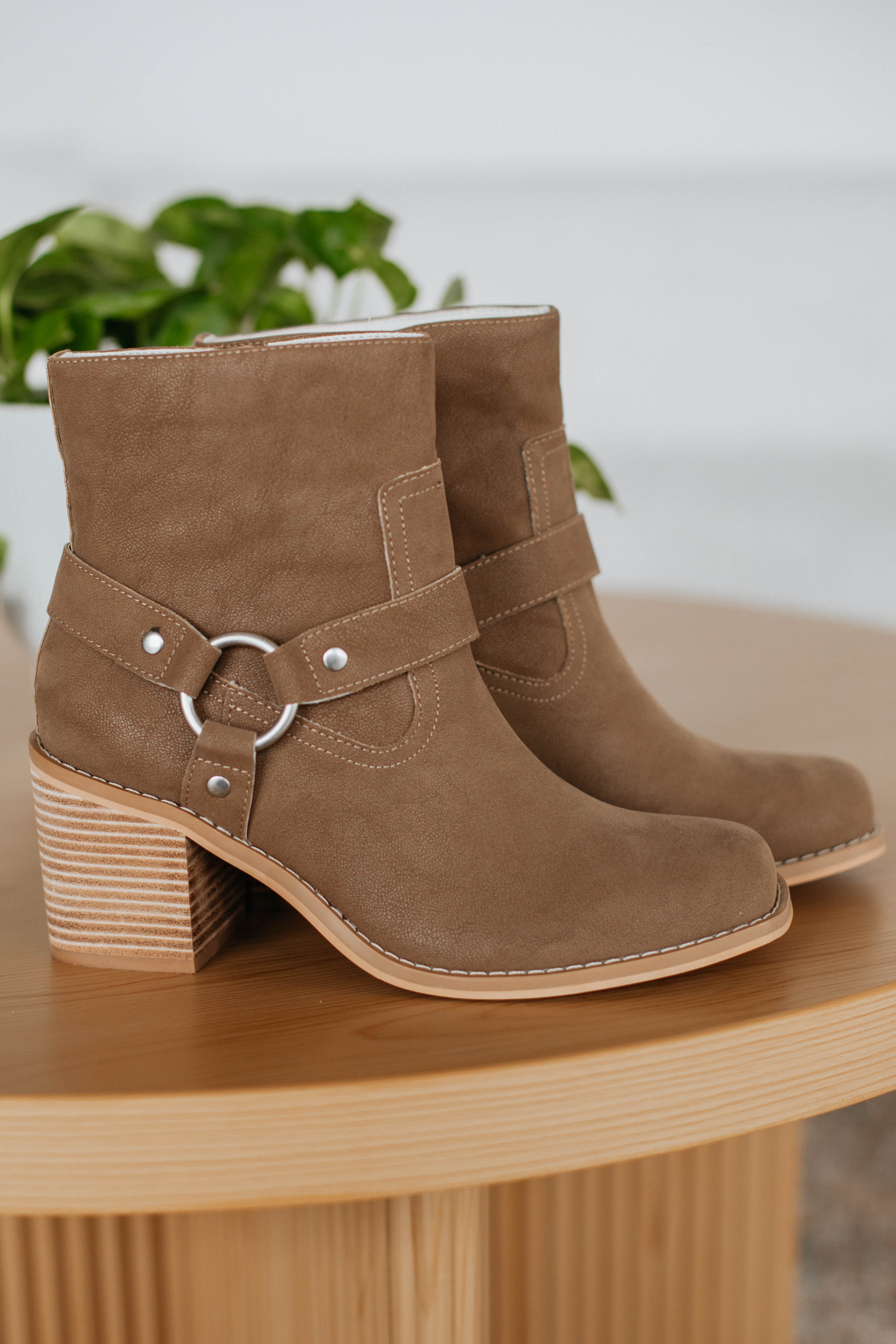 Staying In My Lane Boots - Dark Taupe Women's Fashion Ankle Boots for Casual Wear, Street Style & Everyday Outfits