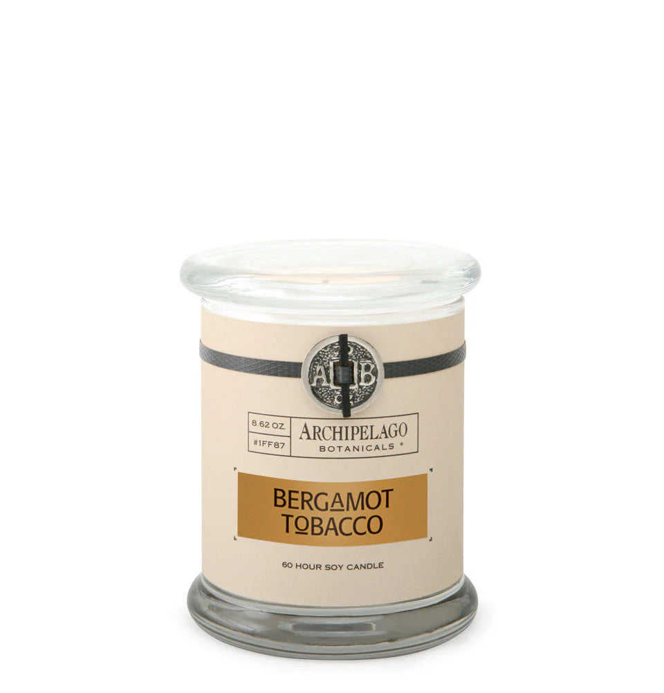 Bergamot Tobacco Scented Jar Candle - Handmade Soy Wax Aromatherapy Candle for Home, Office & Relaxation - Perfect for Cozy Evenings, Meditation & Stress Relief