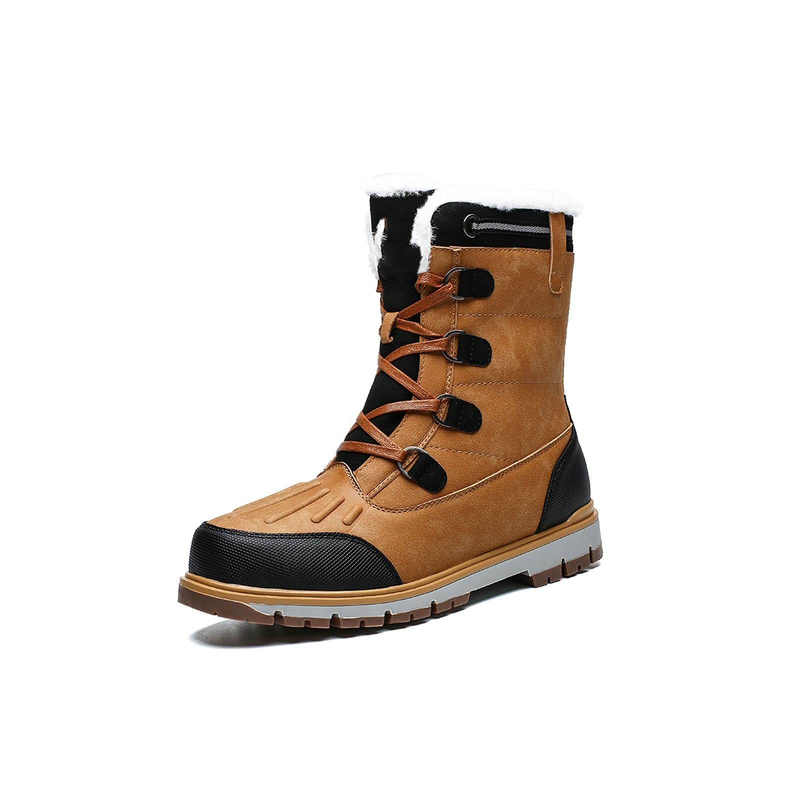 GAGC Men's Winter Snow Boots - Waterproof, Non-Slip, Plush Lined for Warmth - Fashionable Mid-Calf Casual Boots (Brown, Size 12) - Perfect for Snowy Days, Outdoor Activities & Winter Hiking