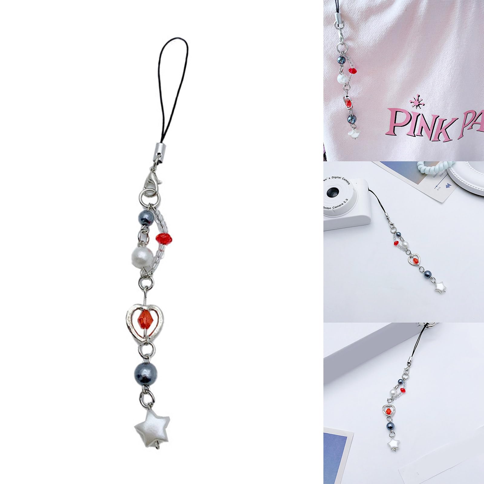 Handmade Beaded Phone Lanyard - Detachable Star Cellphone Strap & Keychain for Wallet, Bags | Stylish Accessory for Everyday Use, Gifts, and Phone Safety