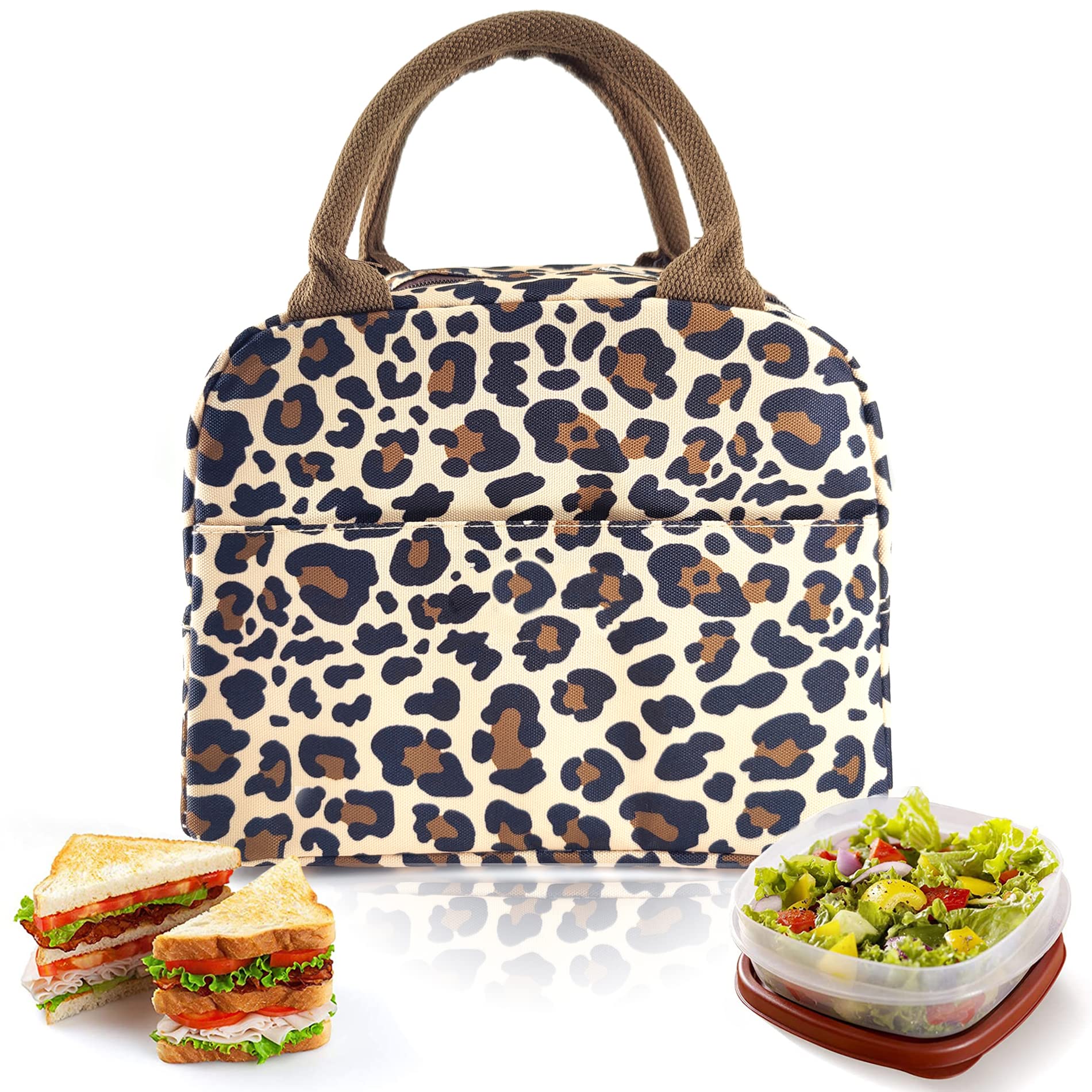 VAIIEYO Insulated Lunch Bag for Women, Men & Kids - Leopard Print Reusable Thermal Lunch Box for Work, School, Picnic & Travel - Perfect for Office, Outdoor Activities & Daily Commute