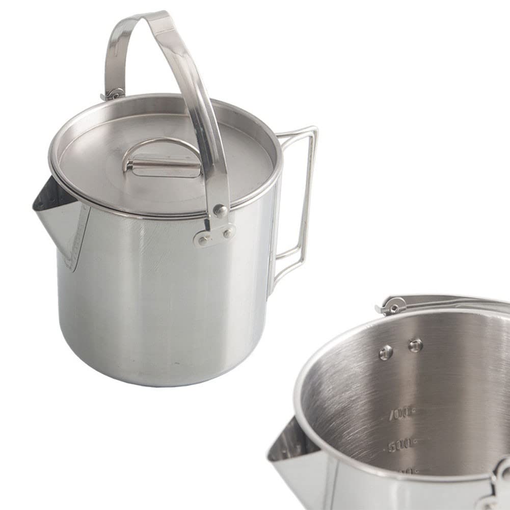 Foldable Stainless Steel Stovetop Tea Kettle - 1.2L Portable Camping Kettle for Outdoor Picnics, Hiking & Travel - Compact Cookware for Stove Top Use