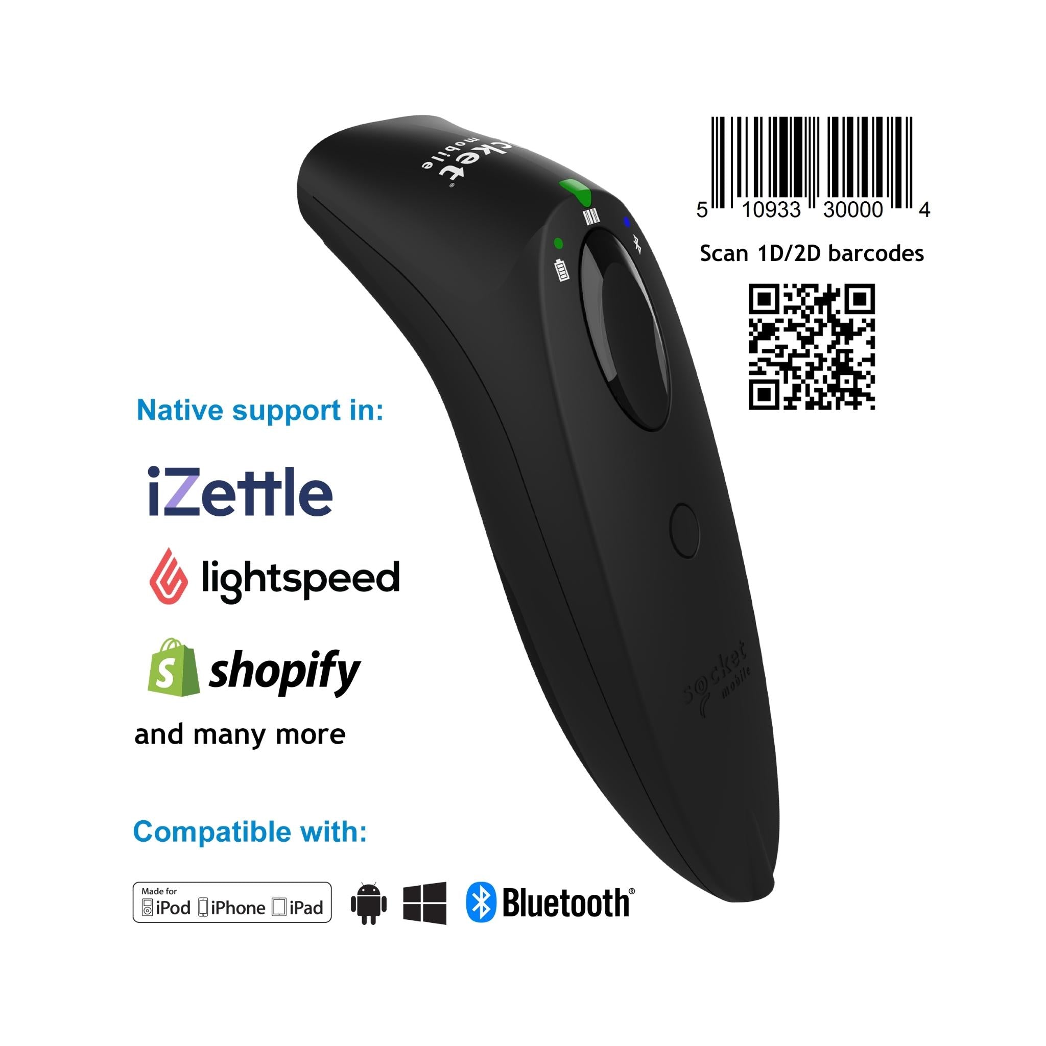 Socket Mobile SocketScan S700 1D Linear Image Barcode Scanner - High-Speed USB & Bluetooth Wireless Barcode Reader for Retail, Warehouse, and Inventory Management