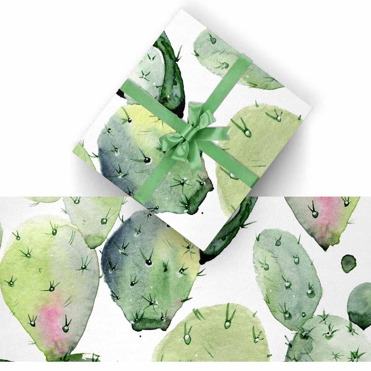 InterestPrint Cactus Floral Wrapping Paper Roll - 2 Rolls for Christmas, Birthday, Wedding Gifts | All-Occasion Decorative Gift Wrap Paper for Holidays & Parties