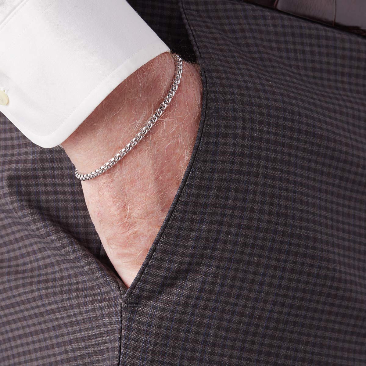 Men's Classic Sterling Silver Box Chain Bracelet - Durable & Stylish Jewelry for Everyday Wear, Gifts & Special Occasions