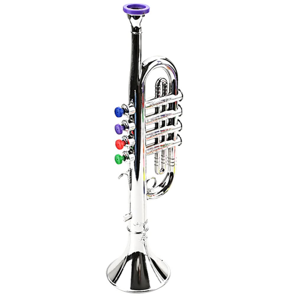 LUOZZY Realistic Silver Plastic Trumpet Toy for Kids - Musical Instrument Playset for Children's Band, Birthday Gifts & Pretend Play
