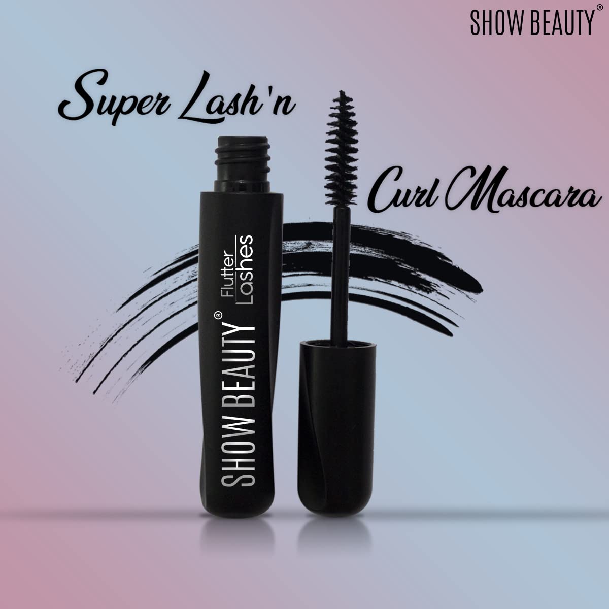 SHOW BEAUTY Waterproof Black Mascara & Eyeliner Combo - Smudge Proof, Matte Finish, Hydrating & Nourishing for Natural Lashes | Perfect for Daily Wear, Night Out & Special Occasions