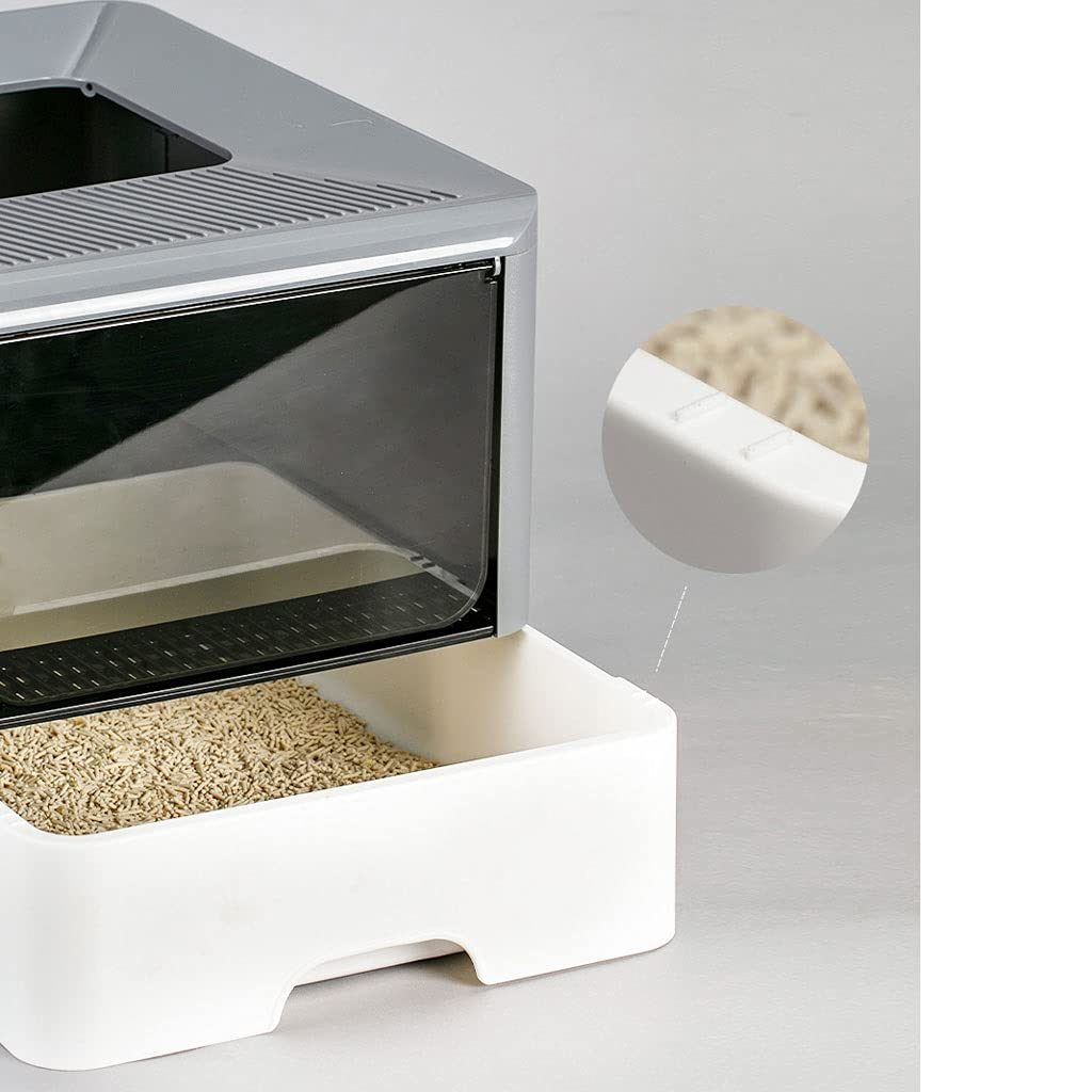 Enclosed Cat Litter Box with Odor Control - Large Top Entry Cat Toilet with Removable Drawer, Modern Square Design for Multiple Cats | Perfect for Small Apartments & Pet-Friendly Homes (Color: C)