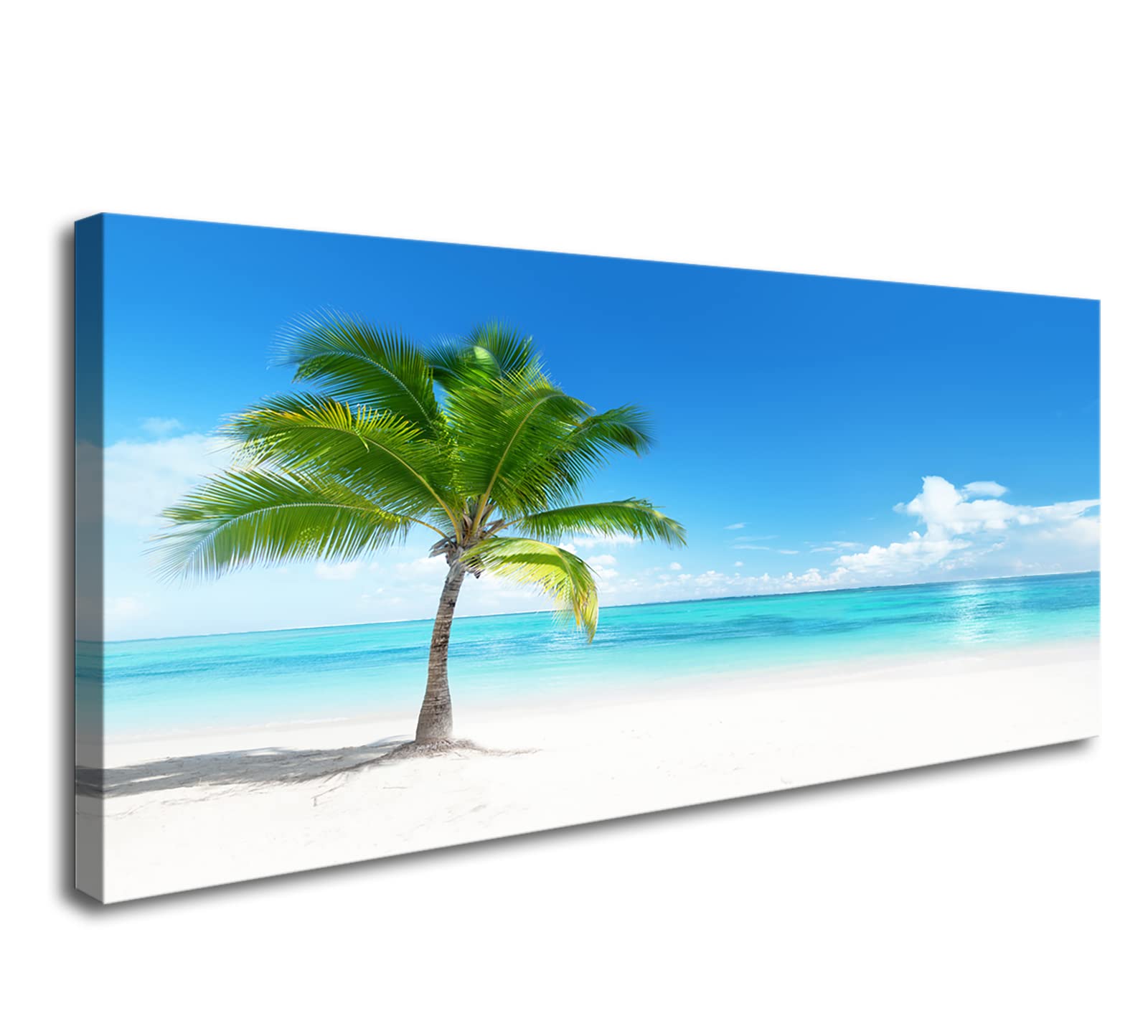 YP0875 Tropical Beach Canvas Wall Art - Palm Tree & Ocean Seascape Painting for Bathroom, Living Room, Bedroom, Kitchen, Office Decor | Coastal Home Decor, Perfect for Beach Houses & Vacation Rentals
