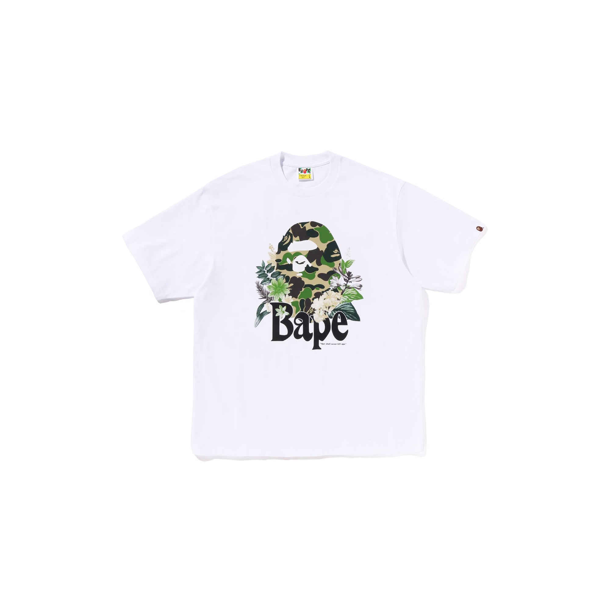 BAPE Flora Big Ape Head Relaxed Fit T-Shirt for Men - White Cotton Streetwear Tee | Casual Wear, Hip Hop Fashion & Urban Style
