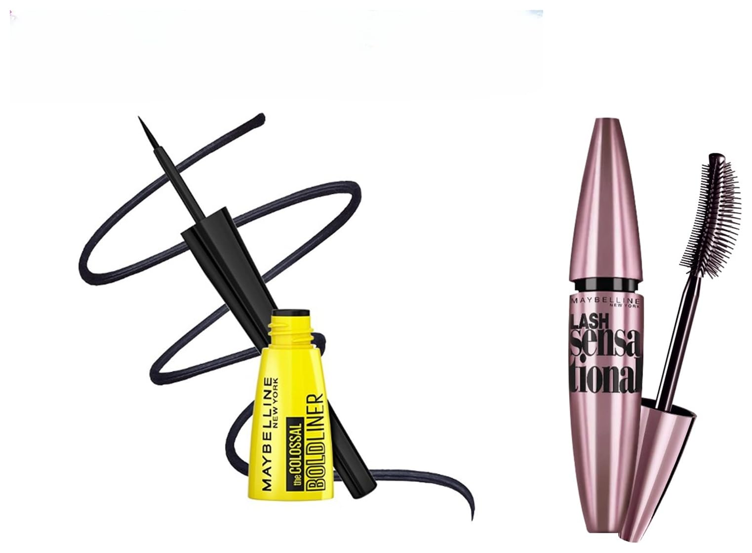 Maybelline New York Colossal Bold Eyeliner & Lash Sensational Waterproof Mascara Set - Black Matte Finish (3g Eyeliner + 10ml Mascara) | Smudge-Proof Eye Makeup for Long-Lasting Bold Looks | Perfect for Everyday Wear, Parties & Special Occasions