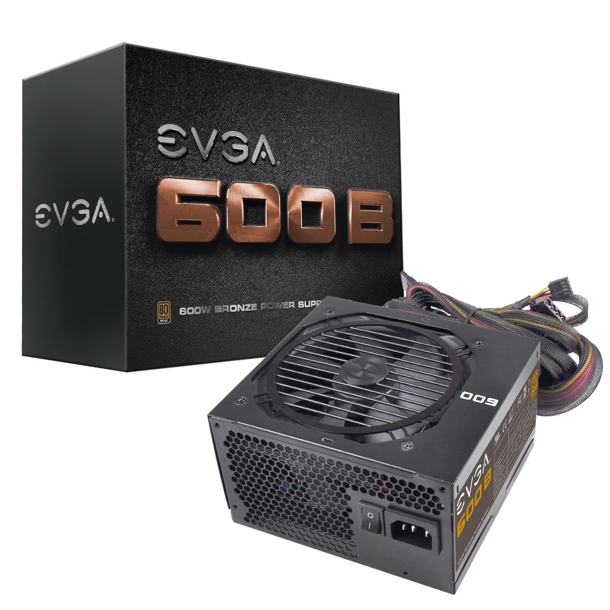 EVGA 600W 80+ Bronze Certified Power Supply (100-B1-0600-KR) with 3-Year Warranty & Free Power On Self Tester - Perfect for Gaming PCs, Workstations & Home Office Setups