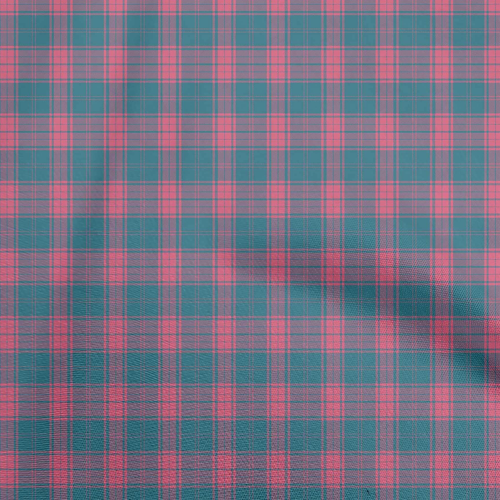 oneOone Georgette Viscose Pink Check Print Fabric by The Yard - 42 Inch Wide Flowy Dress Material for Summer Dresses, Blouses & DIY Sewing Projects