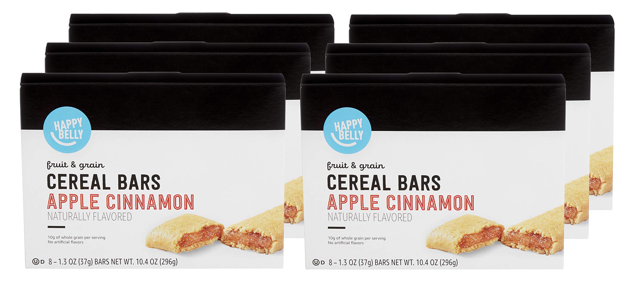 Happy Belly Apple Cinnamon Fruit & Grain Cereal Bars - 8 Count (Pack of 6) | Healthy Breakfast Snacks for Kids & Adults | Perfect for On-the-Go, School Lunches & Office Snacks