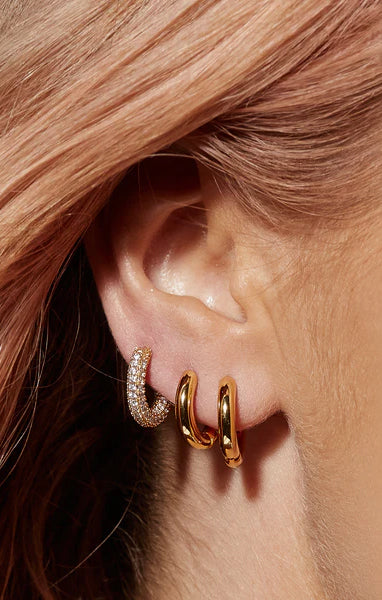 LUV AJ Pave Amalfi Huggie Earrings - 14K Gold Plated Hoop Earrings for Women | Perfect for Everyday Wear, Date Night & Special Occasions