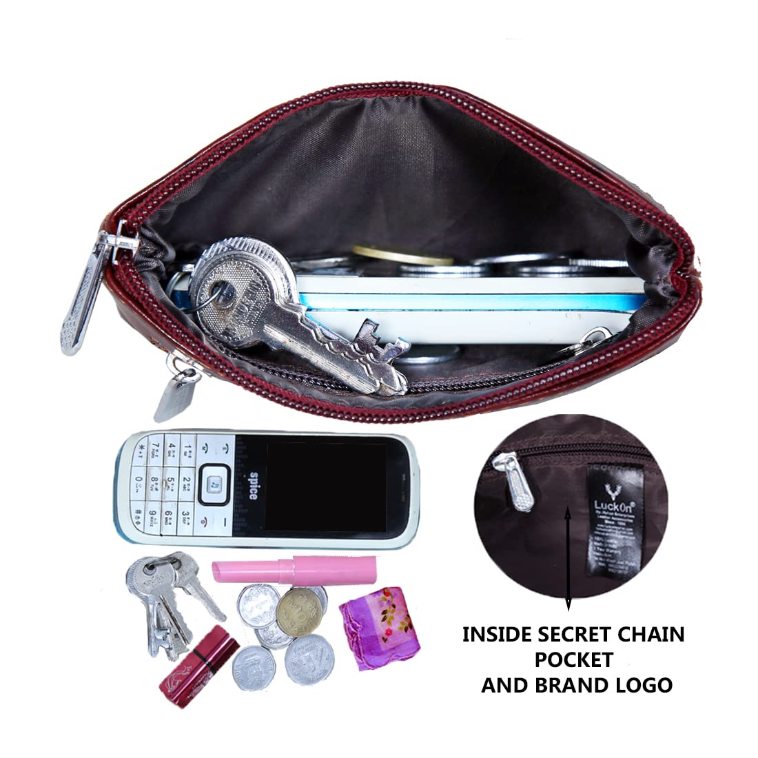 LuckOn Genuine Leather Women's Small Wallet - Compact Coin Purse & Card Holder for Ladies (5.5