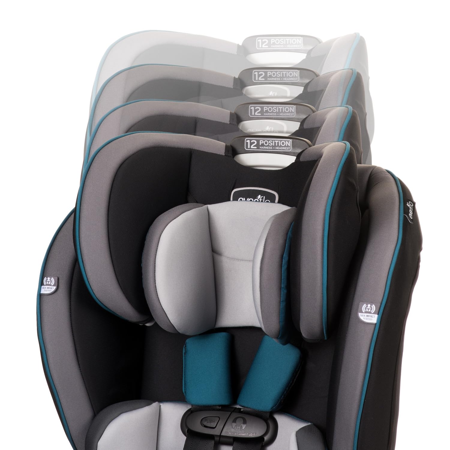 Evenflo EveryKid 3-in-1 Convertible Car Seat for Toddlers & Kids | Rear-Facing, Forward-Facing & Booster Mode | Ontario Gray | Safe & Comfortable for Long Rides & Travel