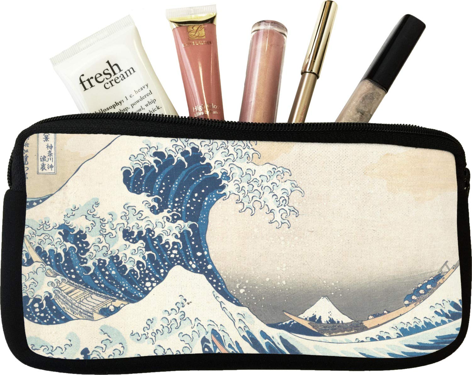 Great Wave off Kanagawa Makeup Bag - Small Waterproof Cosmetic Pouch for Travel, Gym & Daily Essentials | Japanese Art Design