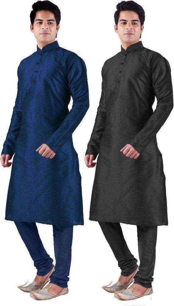 Premium Men's Silk Blend Kurta Churidar Set - 2 Piece Traditional Indian Outfit in Multi-Colored 38 Size | Perfect for Festivals, Weddings & Cultural Events