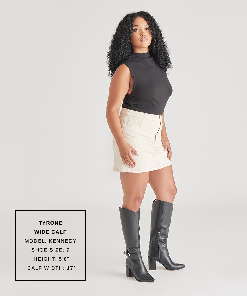 TYRONE Wide Calf Boots for Women - Genuine Black Leather Ankle Boots for Comfort & Style - Perfect for Work, Office & Winter Fashion