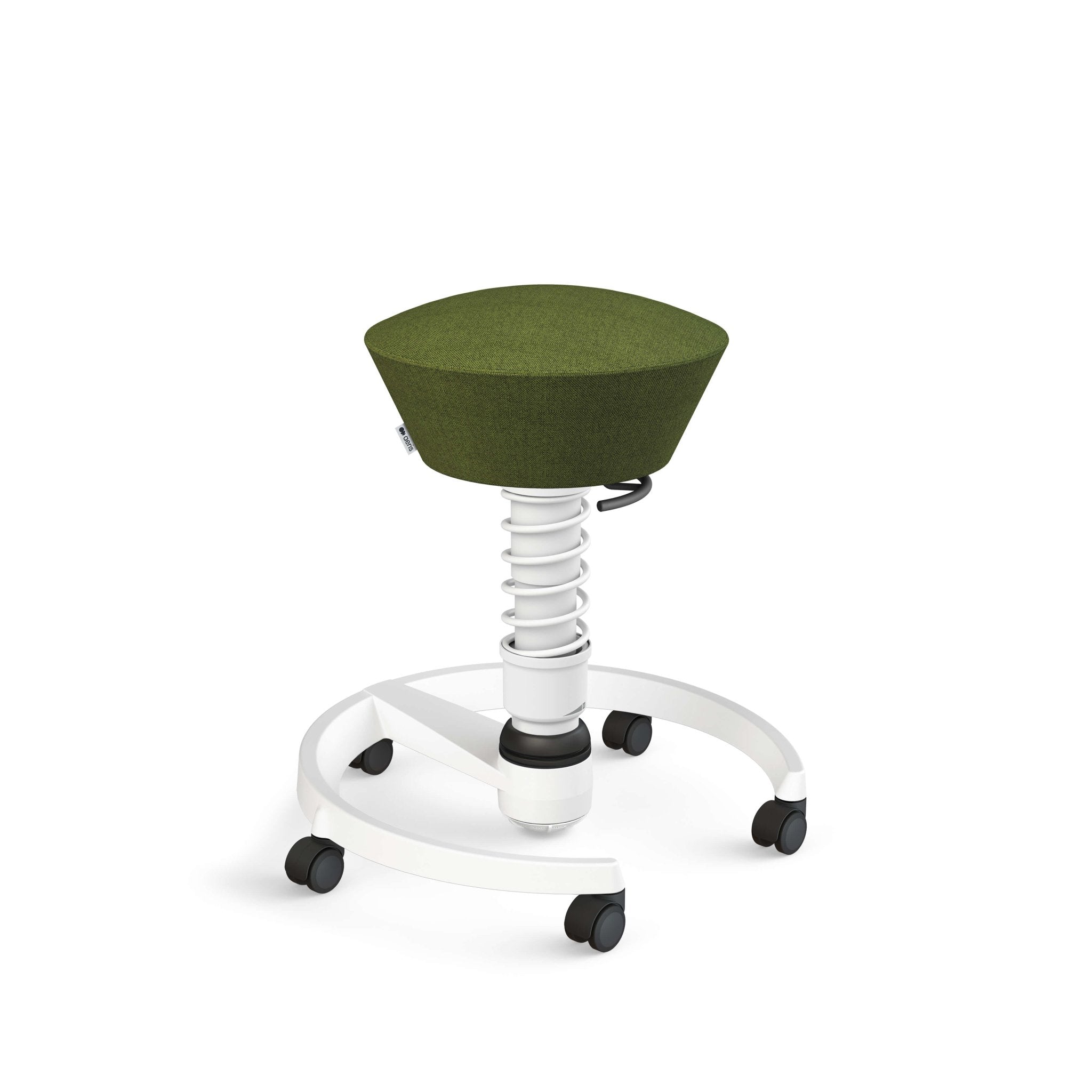 Aeris Swopper Active Sitting Stool with White Castor Wheels - Ergonomic Office Chair Alternative for Home & Workplace - Perfect for Standing Desks, Workstations and Posture Correction