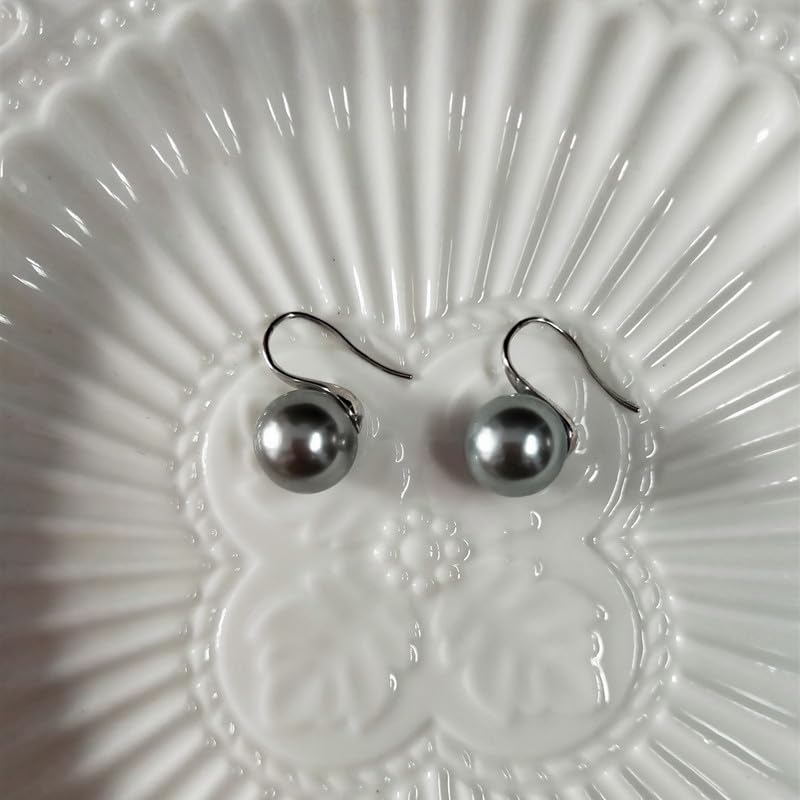 Tahitian Black & Freshwater Cultured Pearl Earrings for Women - 18K Gold Plated Sterling Silver Dangle Earrings - Perfect Gift for Wife, Mom, Her on Mother's Day, Valentine's Day, Christmas, Wedding, Birthday & Anniversary - Elegant Fine Jewelry for Special Occasions & Everyday Wear