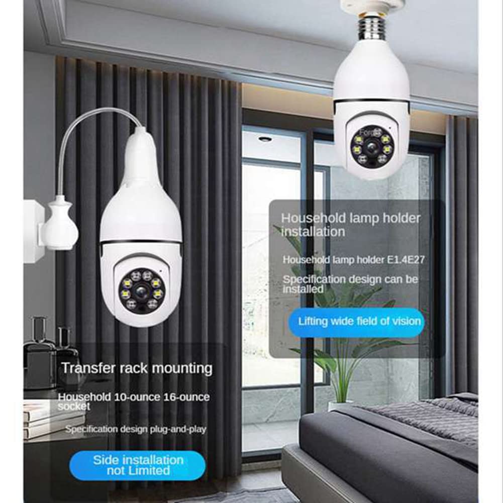 Haptufer 2.4G WiFi Smart Light Socket Security Camera - Wireless Bulb Camera with 1080P Full HD, Night Vision, Motion Detection - Ideal for Home Security, Baby Monitoring & Pet Watching