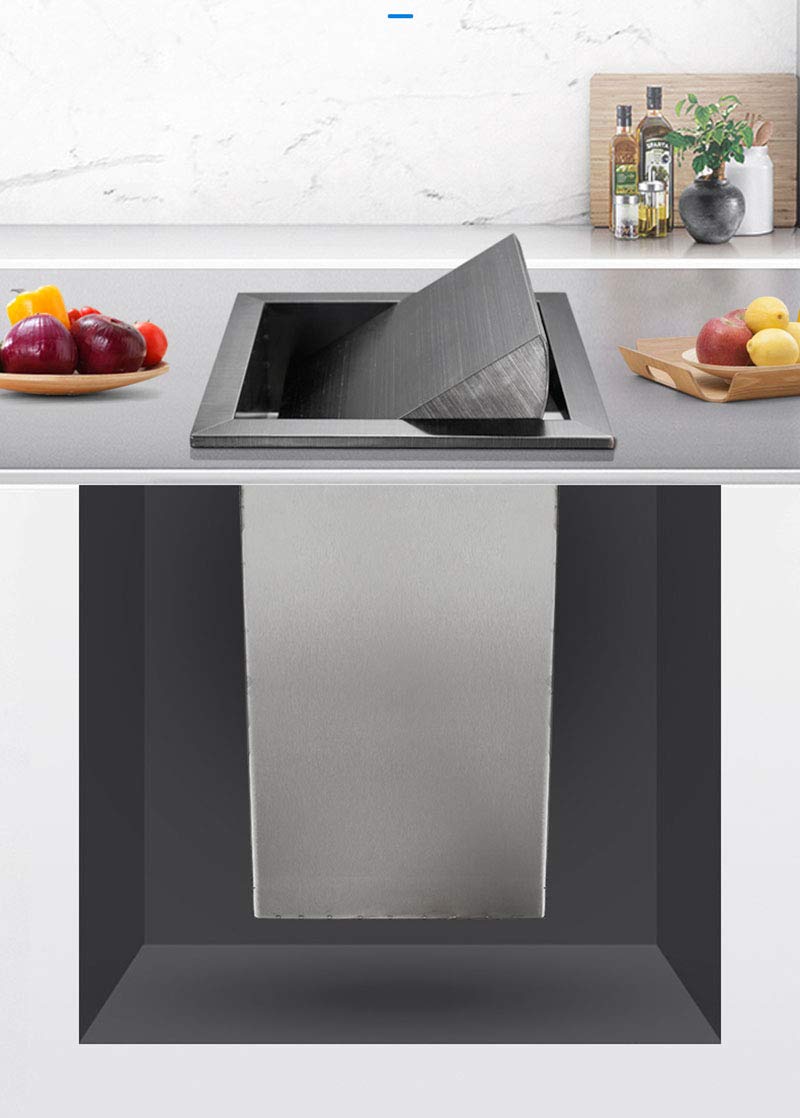 304 Stainless Steel Square Trash Chute Lid - Built-in Countertop Waste Flap Cover with Brushed Finish | Swing Design for Easy Disposal | Perfect for Kitchen Islands, Office Break Rooms & Restaurant Prep Areas