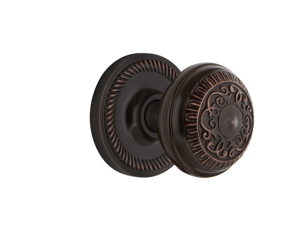 Vintage Rope Rosette with Egg & Dart Knob - Single Dummy Door Handle in Timeless Bronze Finish | Classic Home Decor for Interior Doors, Cabinets & Furniture