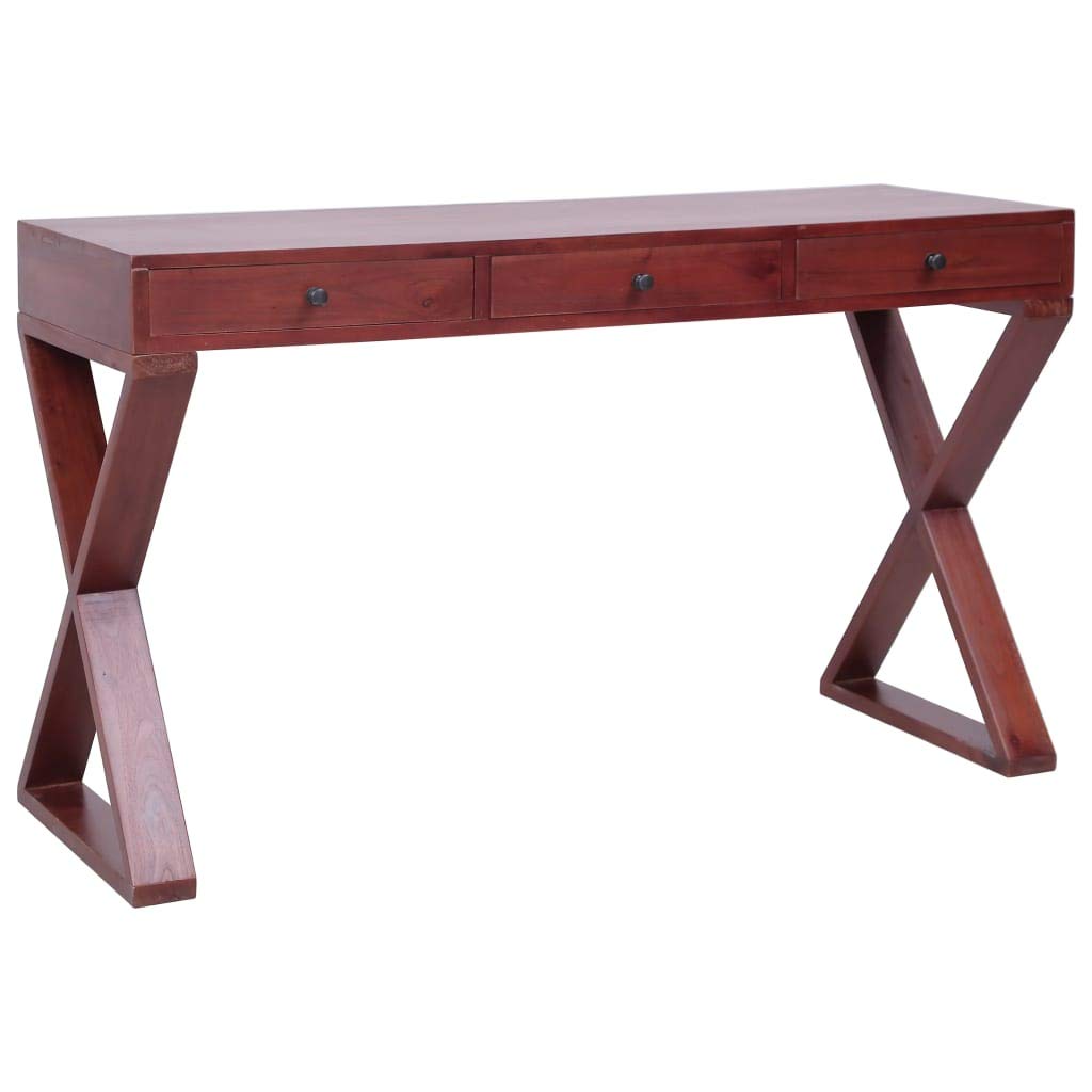 SOONHUA 52-inch Solid Mahogany Wood Computer Desk with Storage - Gaming Desk, Home Office Workstation, Kids Study Table & Bedroom Dressing Table - Multi-Functional Furniture for Living Room & Small Spaces (Brown, 52