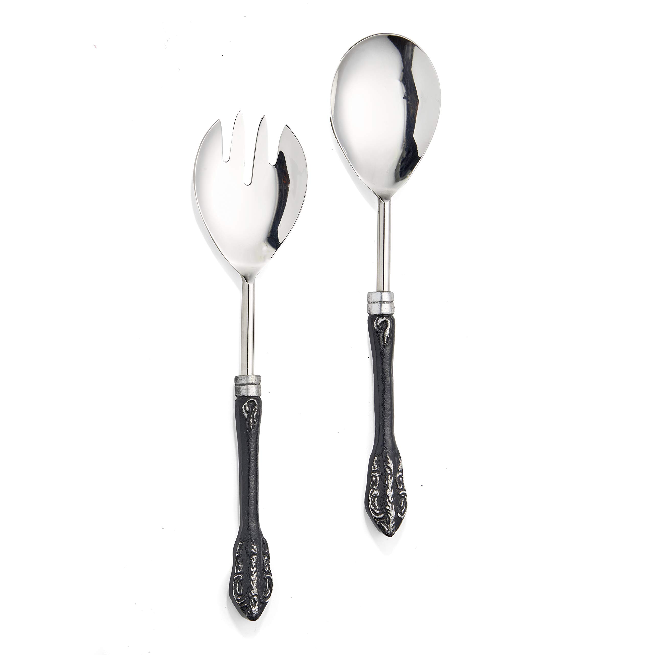 2-Piece Stainless Steel Salad Serving Set with Decorative Handles - Perfect for Parties, Entertaining & Gifts | Ideal for Salad Lovers, Dinner Parties, Buffets & Holiday Gatherings