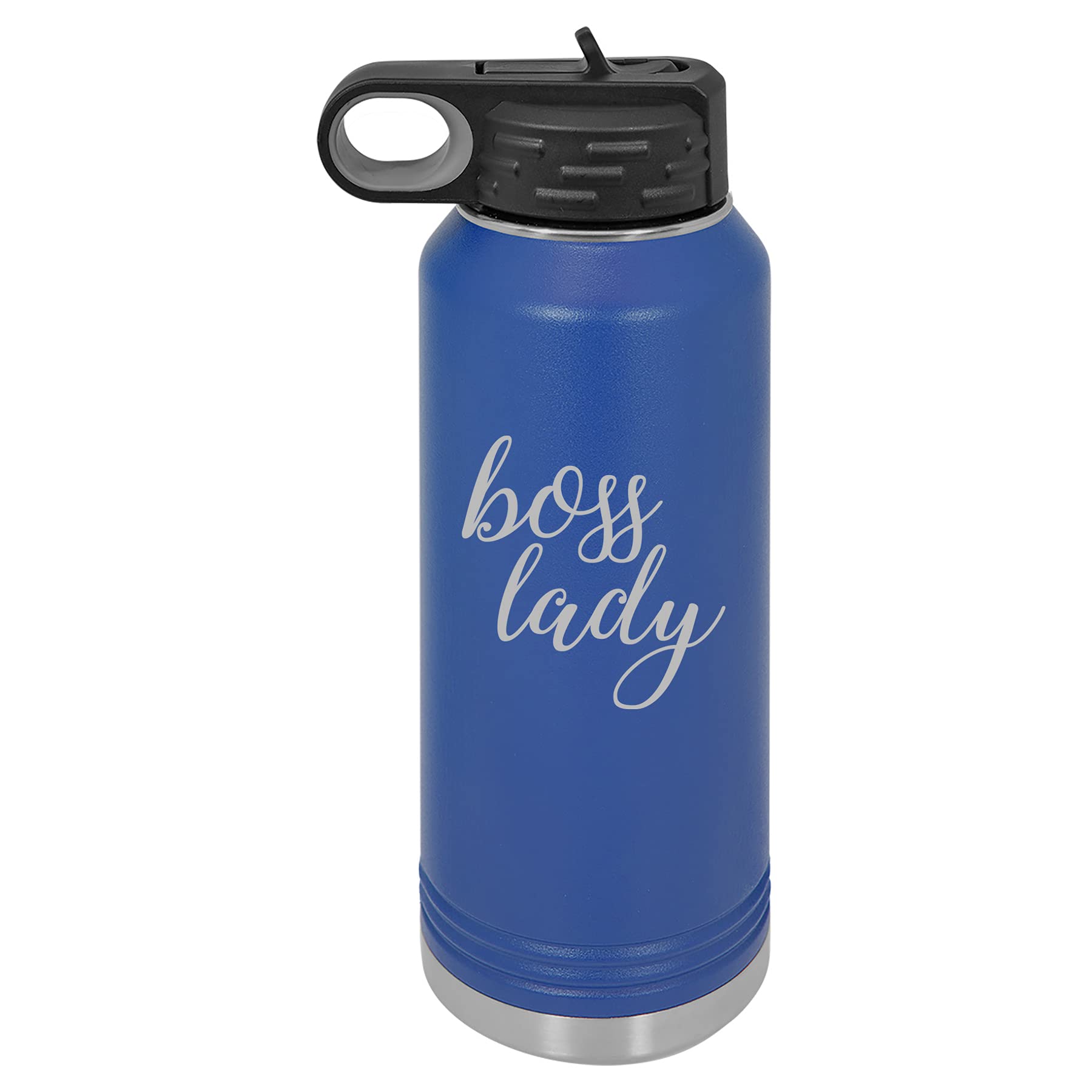 32 oz. Double Wall Vacuum Insulated Stainless Steel Water Bottle - Leak Proof Travel Mug for Hot & Cold Drinks - BPA Free Boss Lady Tumbler (Blue) - Perfect for Office, Gym, Hiking & Outdoor Activities