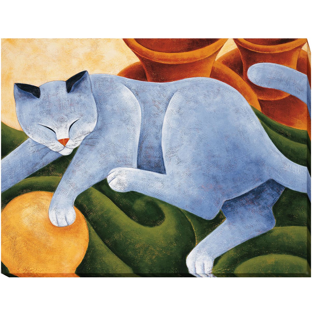 Premium Kate Holmes 'Cats & Pots' Gallery-Wrapped Canvas Giclee Art Print - 24x32 Inches Ready to Hang Wall Decor for Living Room, Bedroom & Office